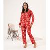 Estiva Snowflake Pattern Front Buttoned Suede Women's Pajama Set