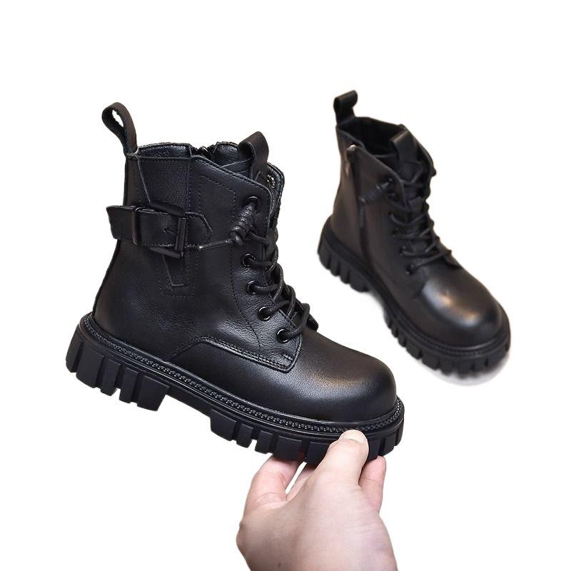 2025 Girls' boots, booties, girls' Martin boots, autumn/winter, new children's cotton boots, knitted princess boots, fleece cotton shoes