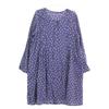 Haat HA53FT562 Blue X White Dot Long Sleeve Dress Dress 3 Blue Beige DotsUsed