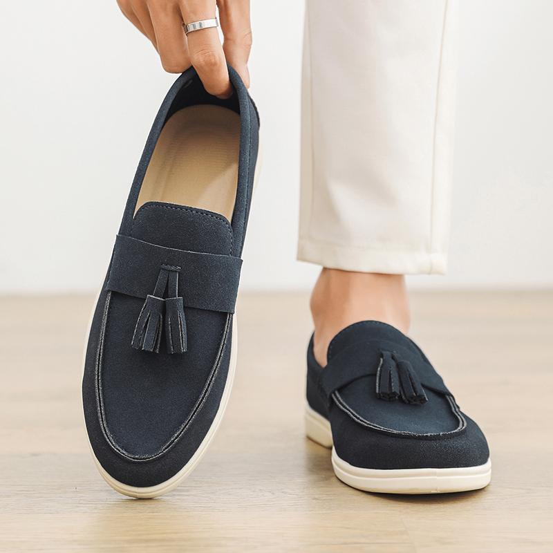 Fashion Handmade Leather Mens Loafers Fashion Design Sneakers Comfy Man Walking Flats Slip on Handmade Footwear Breathable Casual Shoes