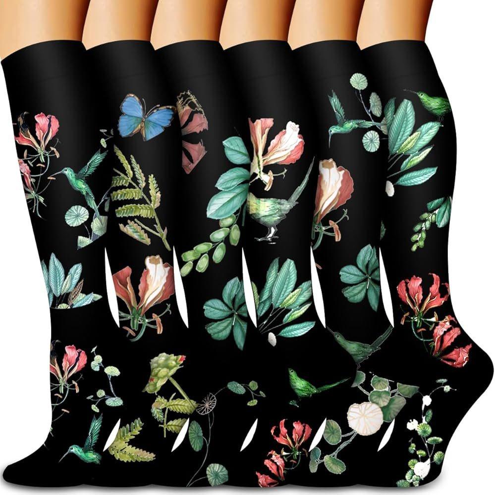 6Pairs Compression Socks For Women And Men - Best For Circulation, Running, Athletic, Recover, Travel