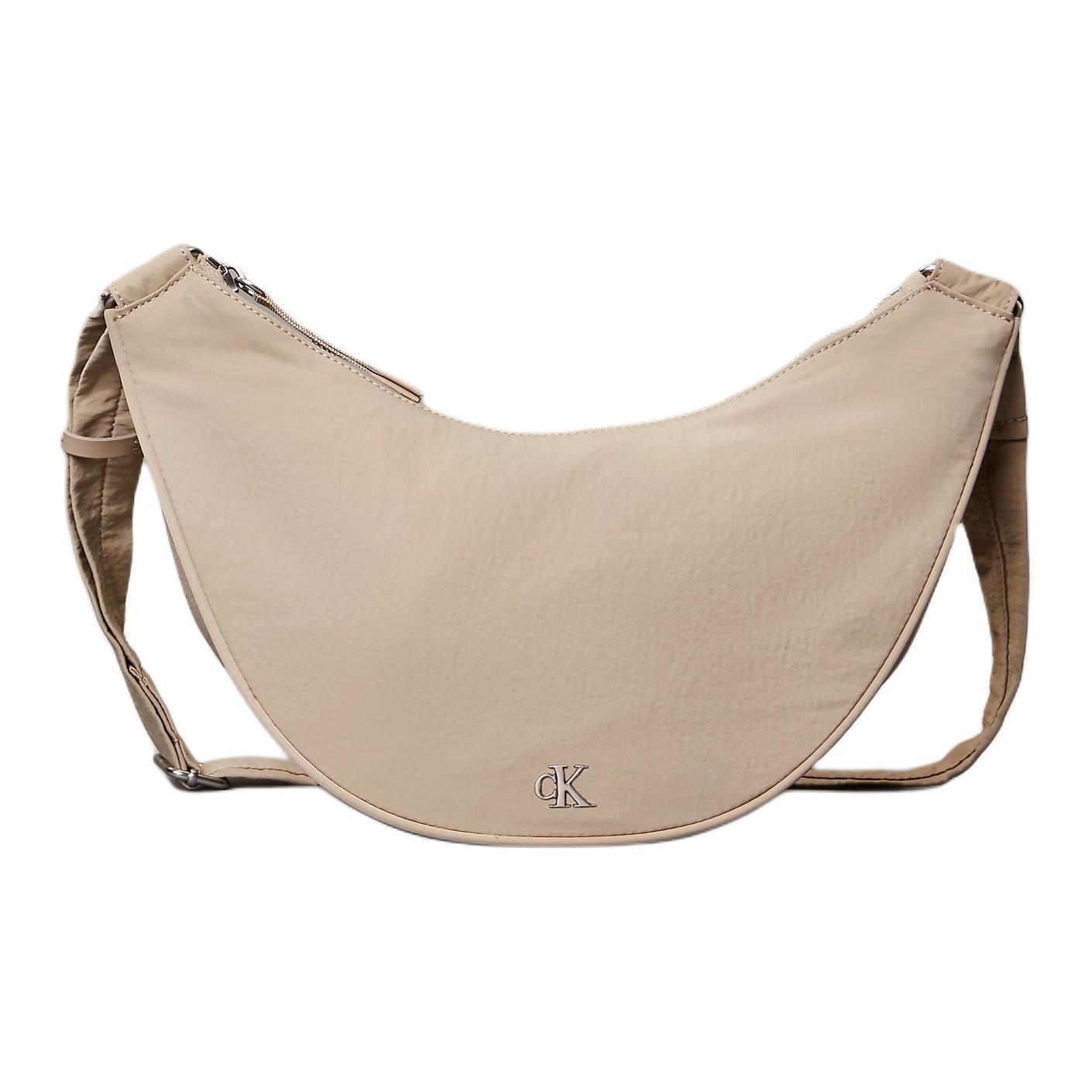 Calvin Klein Hobo Logo Nylon Crossbody Shoulder Bag Women bags Beige LV04K3095GPBF Basic Set (Bag)