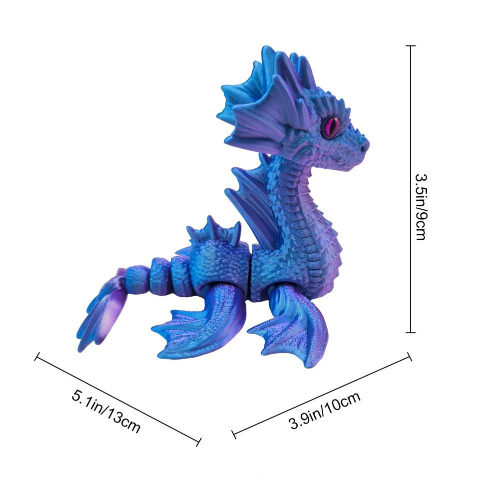 Ornement de Dragon Imprimé en 3D Figurine de Dragon Marin Articulée avec Articulations Mobiles Mini Modèle de Dragon Imprimé en 3D Jouet Fidget