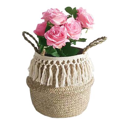 Seagrass Wicker Basket Flower Pot Folding Basket Storage Basket Decoration