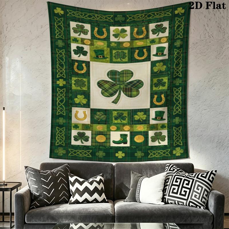 St.Patrick's Day Wall Tapestry Aesthetic Wall Hanging Printed Fabric Blanket Decorative Tapestries for Bedroom Living Room Home Decor