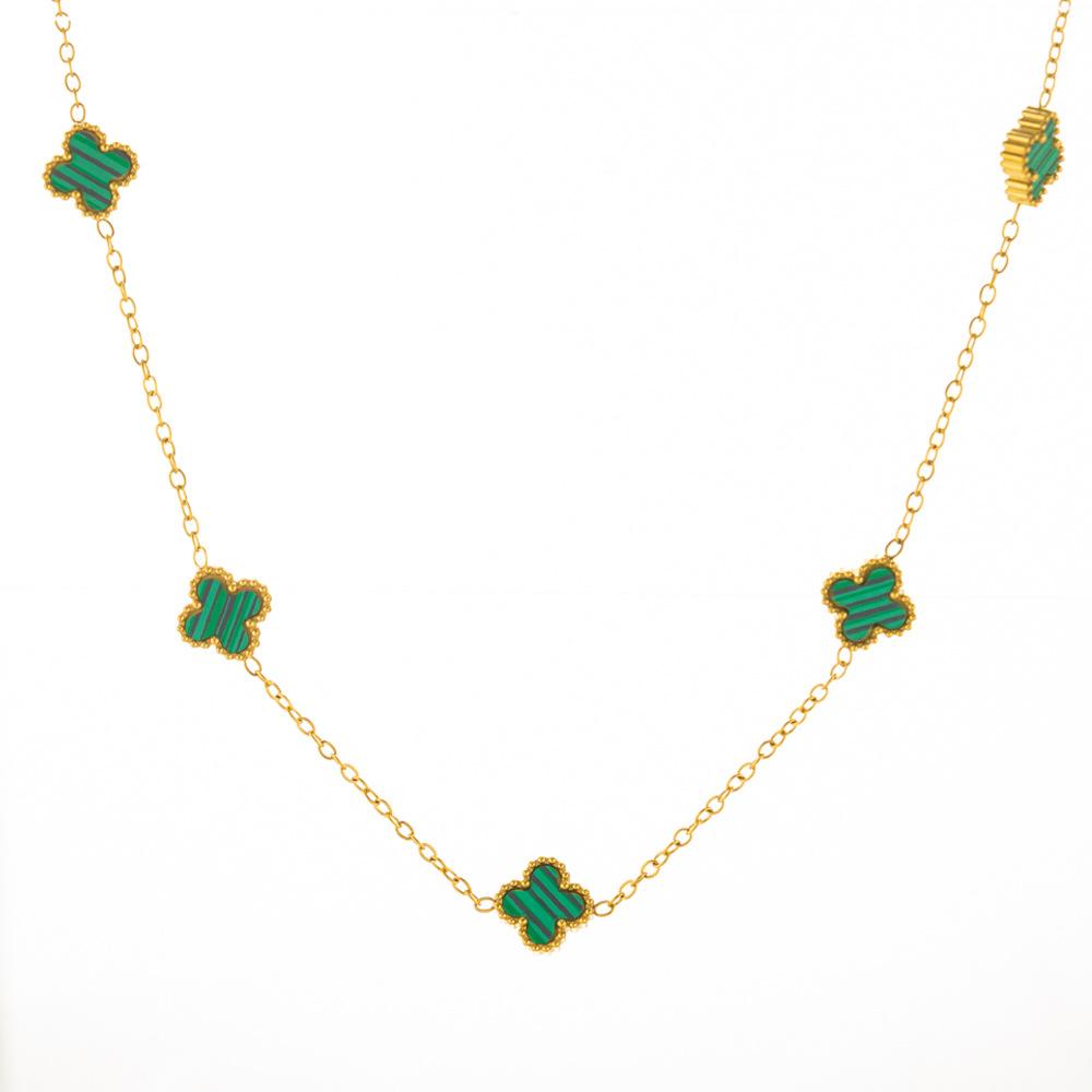 Titanium Steel 9mm Double-sided Four-leaf Clover Necklace Set for Women Fashionable Elegant and Luxurious