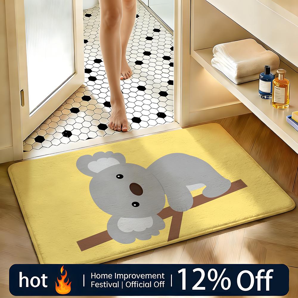 Soft Absorbent Non-Slip Rug Geometric Koala Art Floor Mat Home Decor Doormat Bedroom Floor Mat Shower Carpet 40cm x 60cm