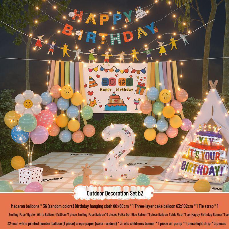 Xiaohongshu První narozeninová kempingová párty Balónky a banner pro děti