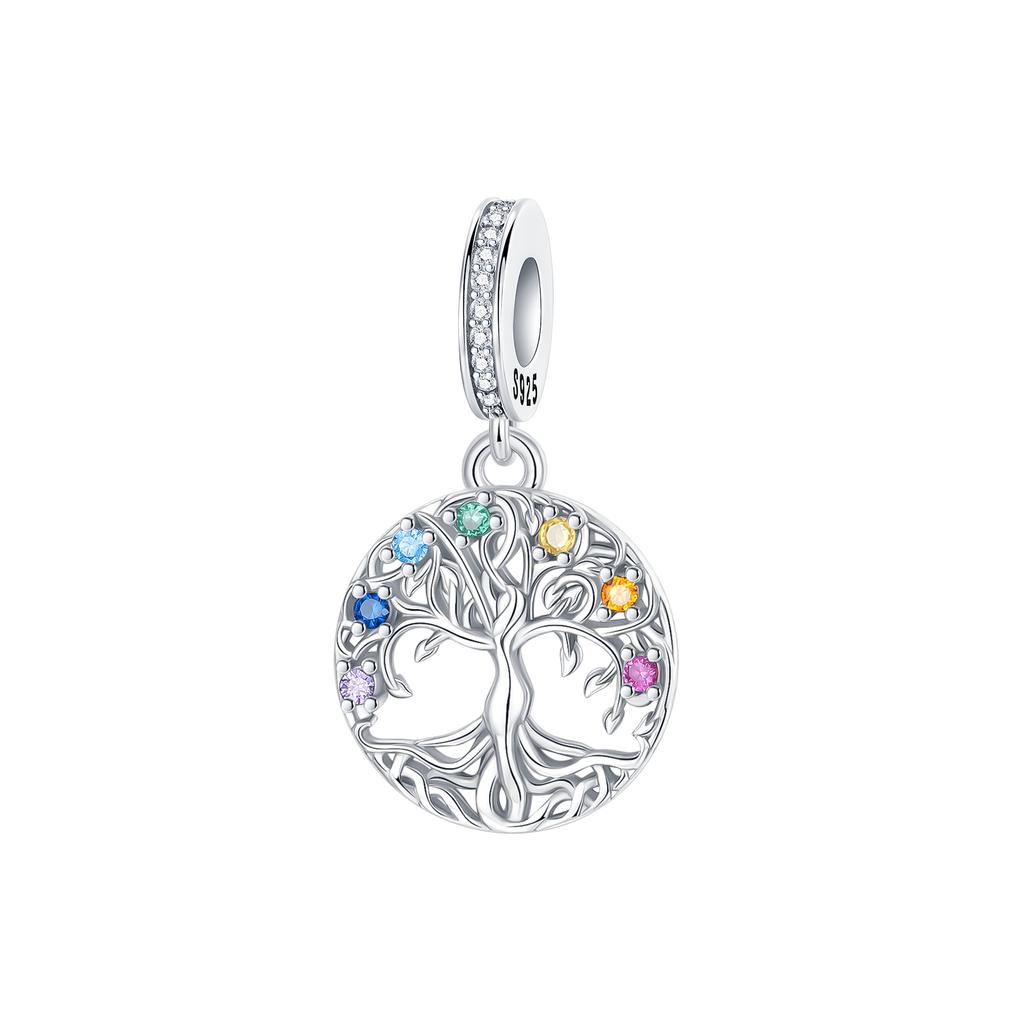 Original Copper Lucky Tree Of Life Charms Heart Beads Safety Chain Pendants Fit Bracelet Necklace Diy Jewelry Gift