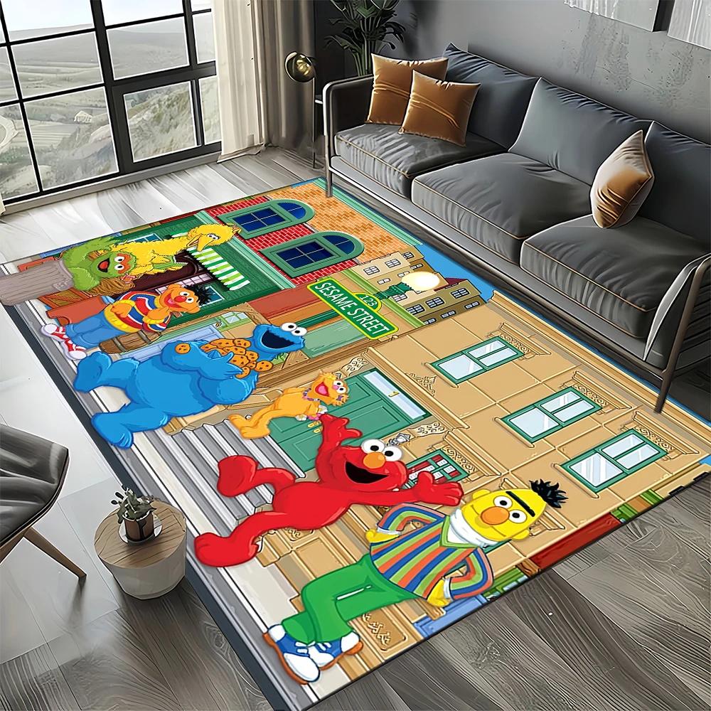 2025 New Style Sesame Street Cartoon TV Carpet Rug for Living Room Bedroom Home Sofa Decoration,Kids Play Non-slip Floor Mat