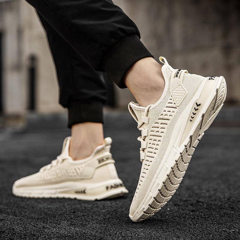 Herrenschuhe 2024 neue Sommer atmungsaktive lässige Sport-Mesh-Schuhe mit Laufsohle aus weichem Material, Fly-Woven-Mesh, Herren-Trendschuhe