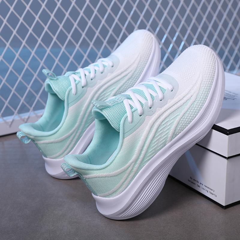 Brand Sports Shoes Women's Single Mesh Hollow Breathable Fitness Running Shoes Non-slip Lightweight Soft Sole Shock-absorbing Student Casual Shoes