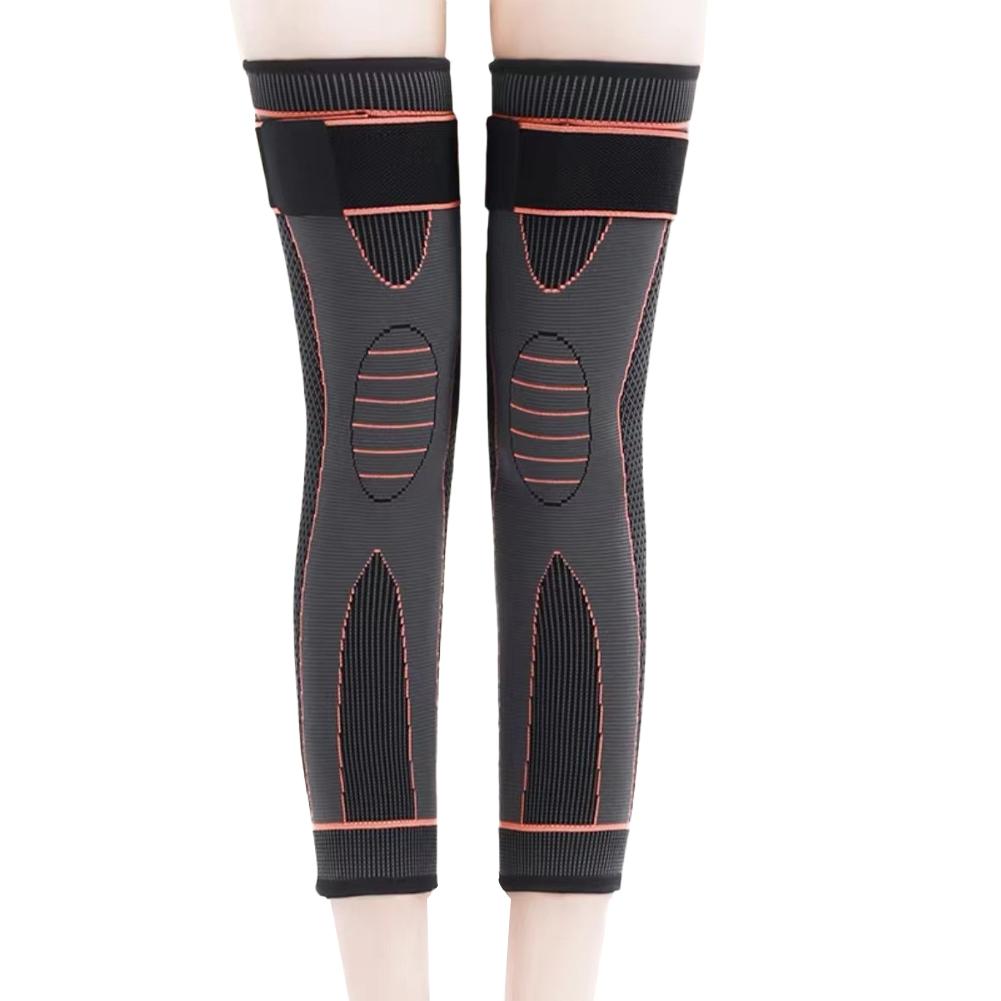 1 paire de genouillères de compression longues, support de soutien, manchon de sport à rayures allongées, protection contre l'arthrite et les douleurs articulaires, genouillère élastique
