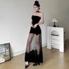 2026 Spice Girl Mesh Design Sense Solid Color Velvet Dress Women's Pure Birthday Party Dress Skinny Dress