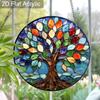 Acrylic Colorful Tree of Life Suncatcher Stained Glass Effect Window Hanging Ornament Spiritual Home Decor Gifts