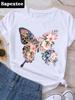 Graphic T Shirt Sunflower Butterfly Cute Summer Casual Clothing Short Sleeve Women Print Fashion Clothes Tee T-shirt FeUnisex Top