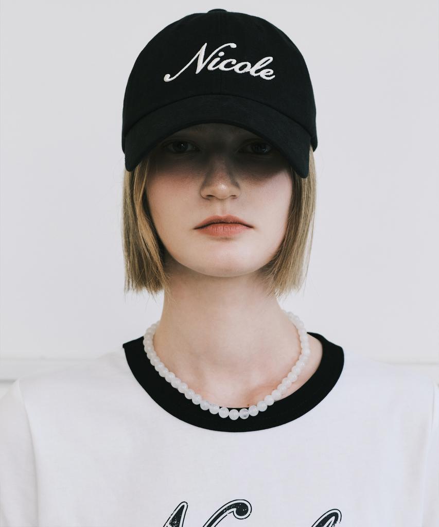 Nigaennikol Nicole Lettering Ball Cap_Black