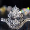 New Gorgeous Bridal Wedding Accessories Finger-Rings With Big Teardrop Cubic Zirconia Anniversary Ring Women'S Trendy Jewelry