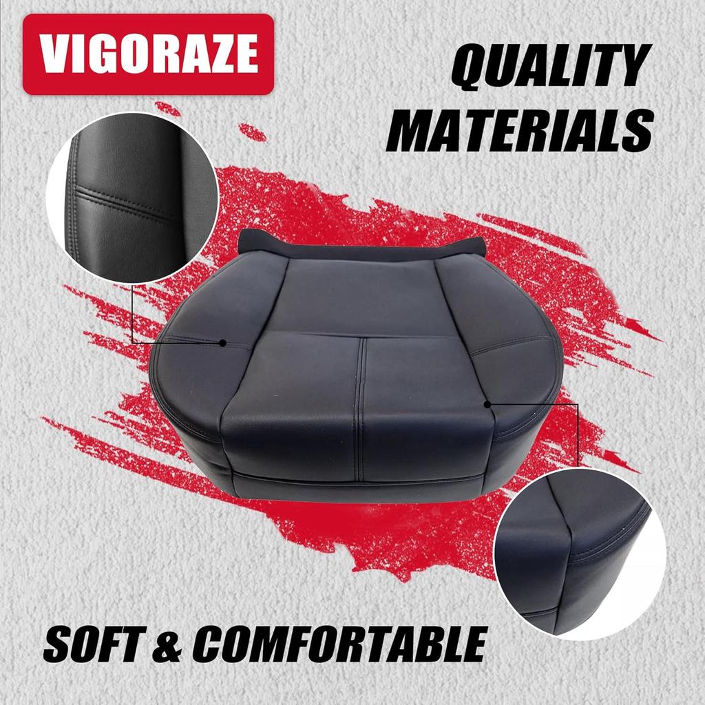 Driver or Passenger Bottom, #193 Black Leather Seat Cover Compatible with Chevy Silverado Avalanche Tahoe Suburban Compatible with GMC Sierra Yukon