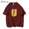 Shellsuning Summer Aesthetic Floral T Shirts Women Loose Short Sleeve Cotton Printed Tees Female Casual O Neck Vintage Base Tops