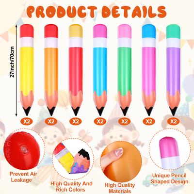 14 st 27 tum Jumbo Uppblåsbara Pennor 7 Färger Blås Upp Pennor Kritor Ballonger Dekorationer För Klassrumstema Tillbaka Till Skolan B