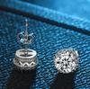 Hot Sale Women Earring Stud 1ct CZ Crystal  Silver Needle  Crown Stud Earrings with Round White Clear Zircon