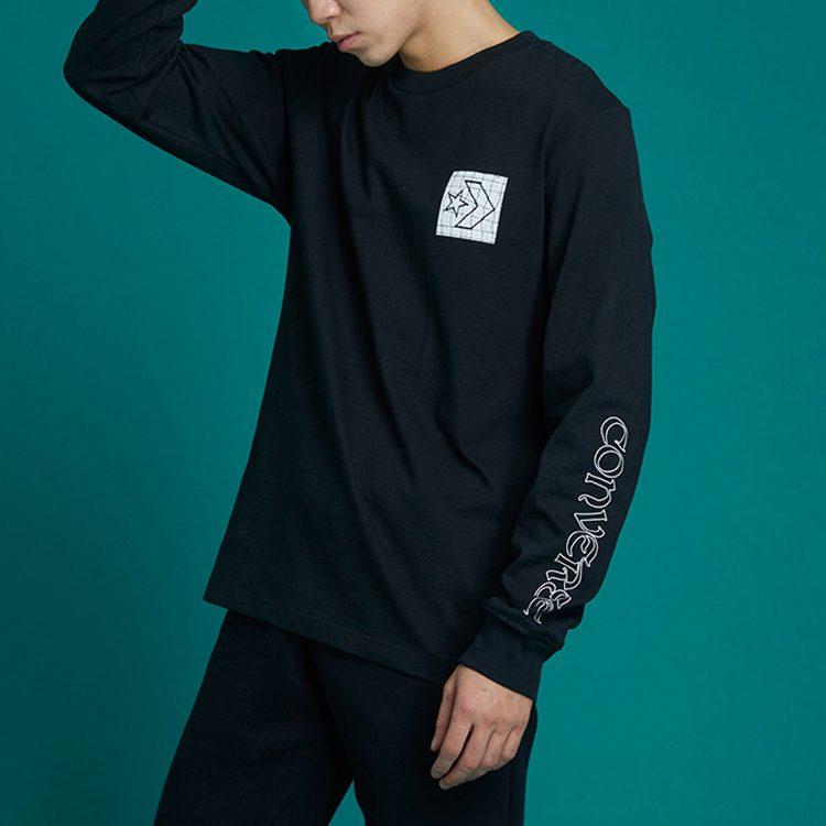 Converse T Shirts Men's Ink Black Crew Neck Moderate Straight Fit 10021108-A01
