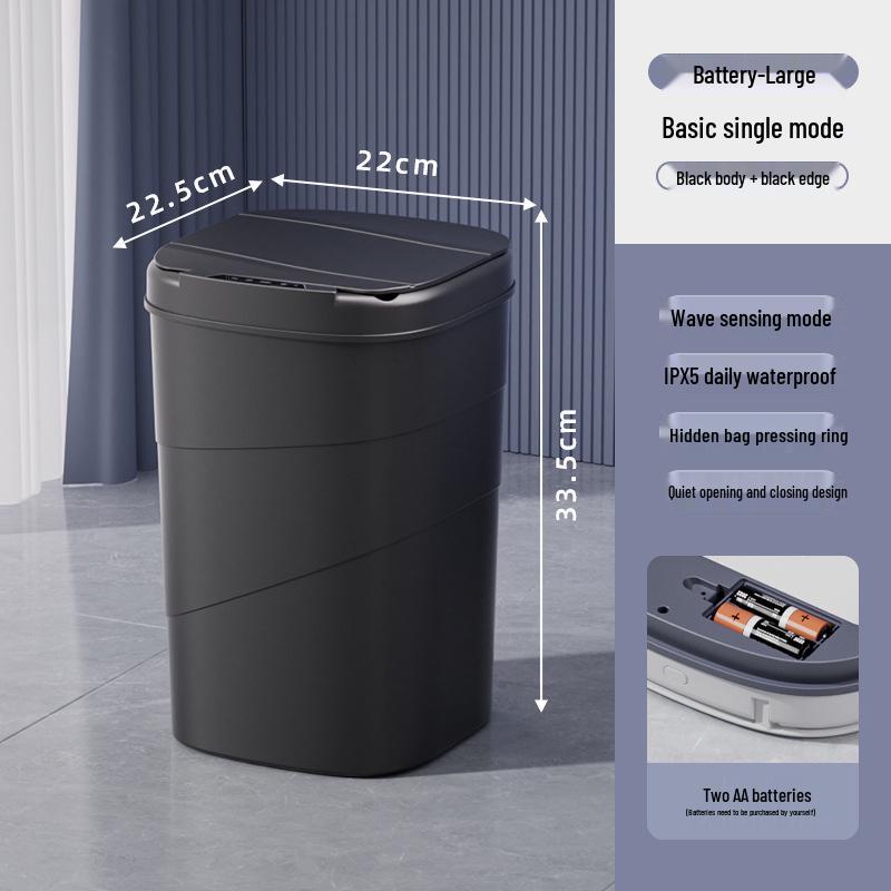 2026 Smart Sensor Trash Can: 14L with Blue Light Night Light, Press Ring Flip Lid & Spiral Pattern.