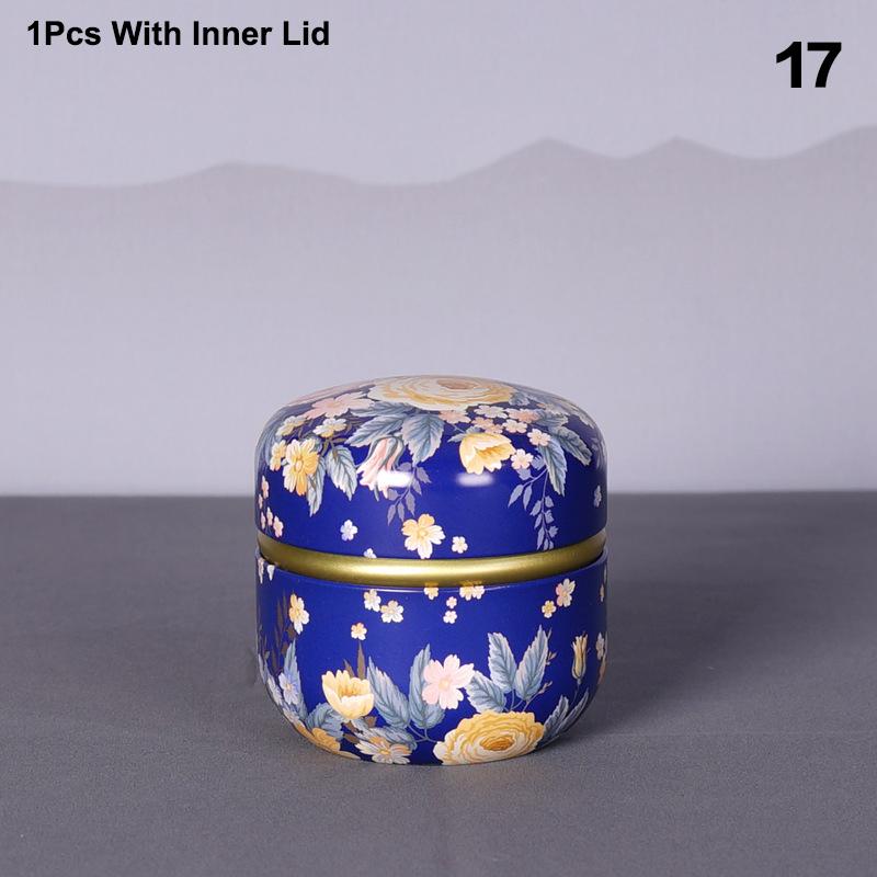 Tea Caddy Tea Box Containers Candle Cans Coffee Candy Snacks Sealed Iron Jars Floral Pattern Small Portable Storage Boxes
