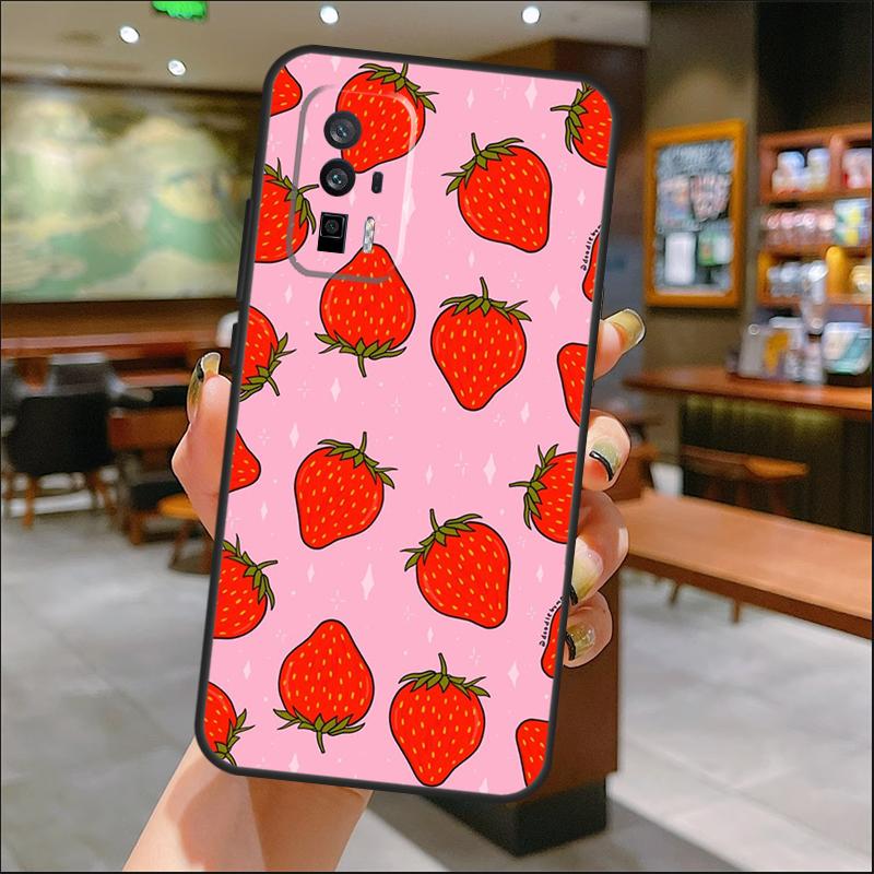 Strawberry Case For Xiaomi 14 Ultra 15 13 11T 12T 13T 14T Pro POCO X7 Pro X3 X5 X6 M6 F5 F6 Pro Cover