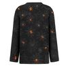 Women's Long Sleeve Round Neck Top with Halloween Print and Side Split Hem