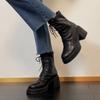Black High Heels British Martin Boots New Retro Autumn and Winter Children Thick Heel Short Boots Thin Boots Thick Sole