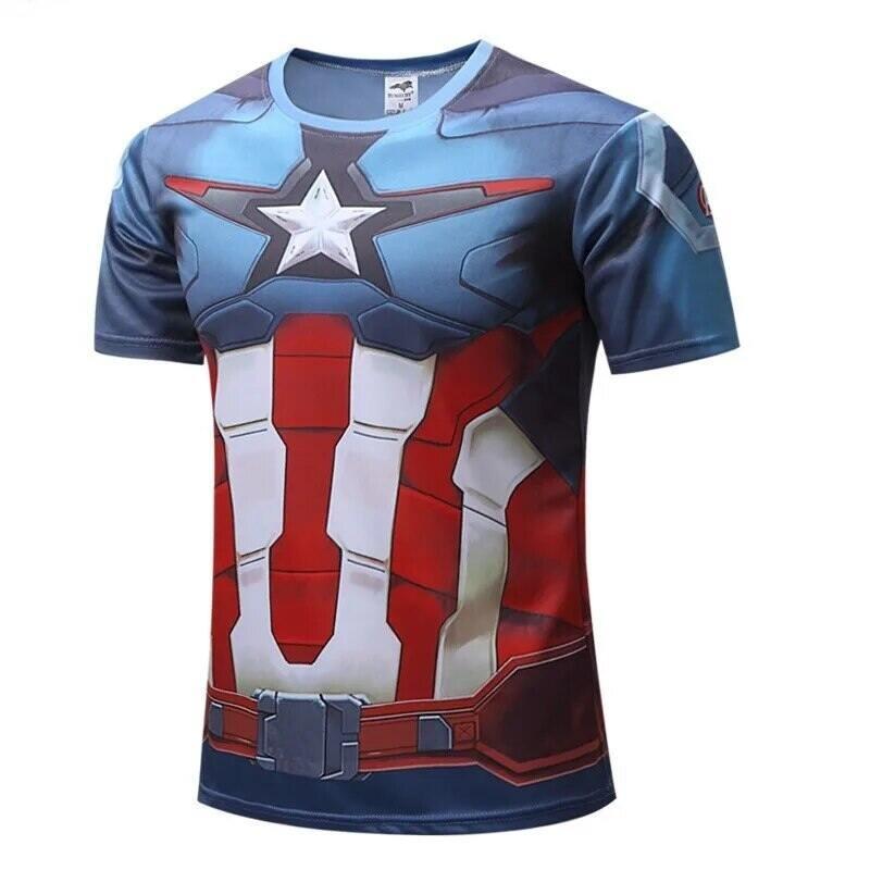 2026 New 3D Print T Shirt Mens Short Sleeve Hot Captain Inspired Comic Book America Superhero Printed T-Shirt for men