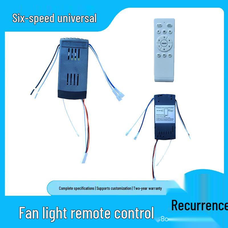 Universal 6-Speed DC Ceiling Fan Remote Kit with Timer & Light Control for Inverter Motor