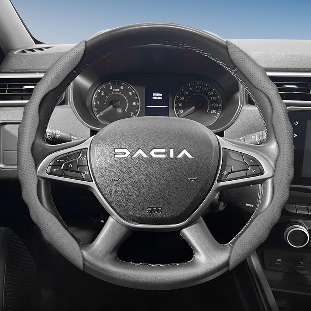 Pasuje do pokrowca na kierownicę Dacia, Sportowy design w kształcie fali, Oddychająca skóra, Segmentowy antypoślizgowy pochłaniający pot pokrowiec ochronny dla San