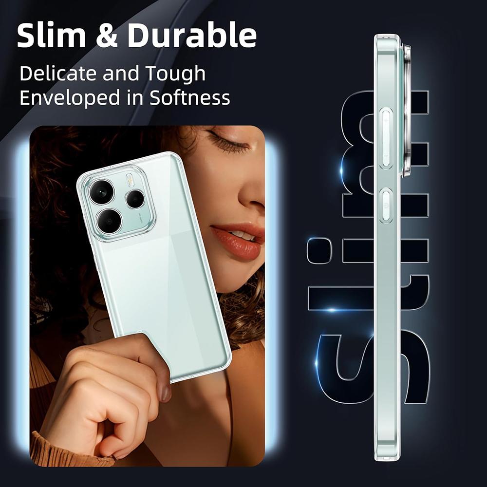 For Xiaomi Redmi Note 14 13 12 Pro Plus Pro+ 4G 5G, Redmi 14C 13C 12C Clear Cover Transparent Shockproof Silicone Soft Case