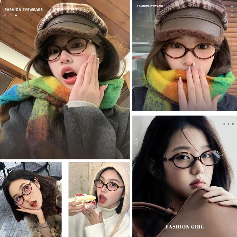 CLLOIO Classics Small Frames Anti Blue Ray Myopia Glasses Women Retro Oval Reading Glasses Anti-reflection Prescription Eyewear