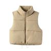 Solid Stand Collar Short Autumn Winter Jacket Coat Parka Vest Women M-XL