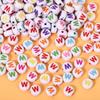 Alphabet Beads: Colorful A-Z Single Letter Round Beads for DIY Jewelry – Flat, White Background, Straight Hole for Stringing Phone Chains & More