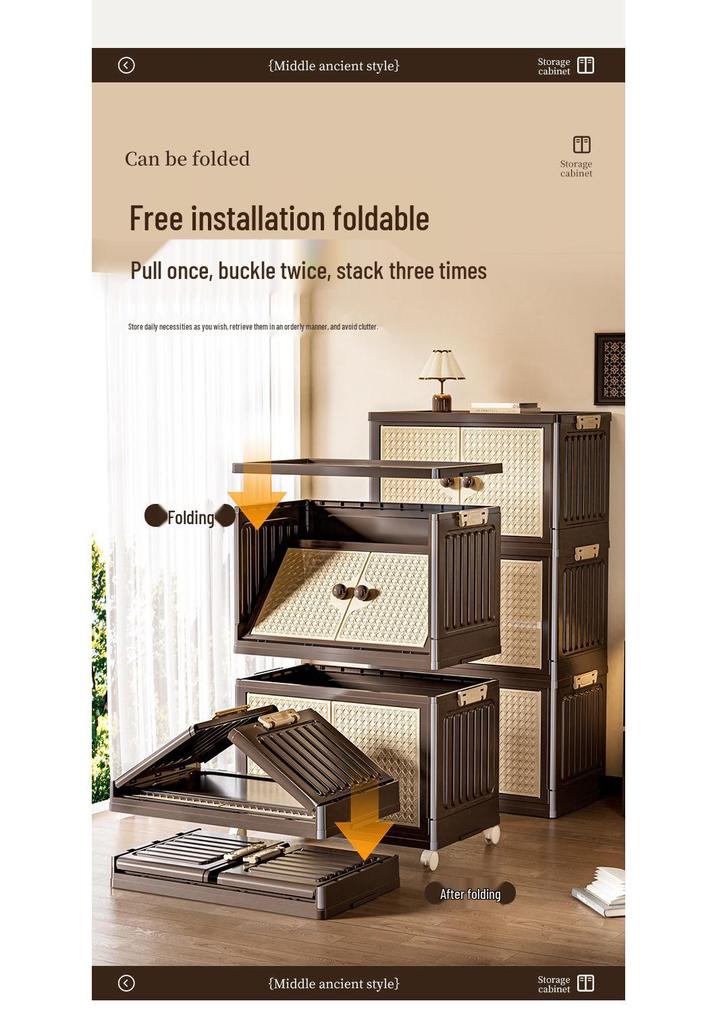 Vintage-Style Double Door Folding Storage Cabinet for Clothes