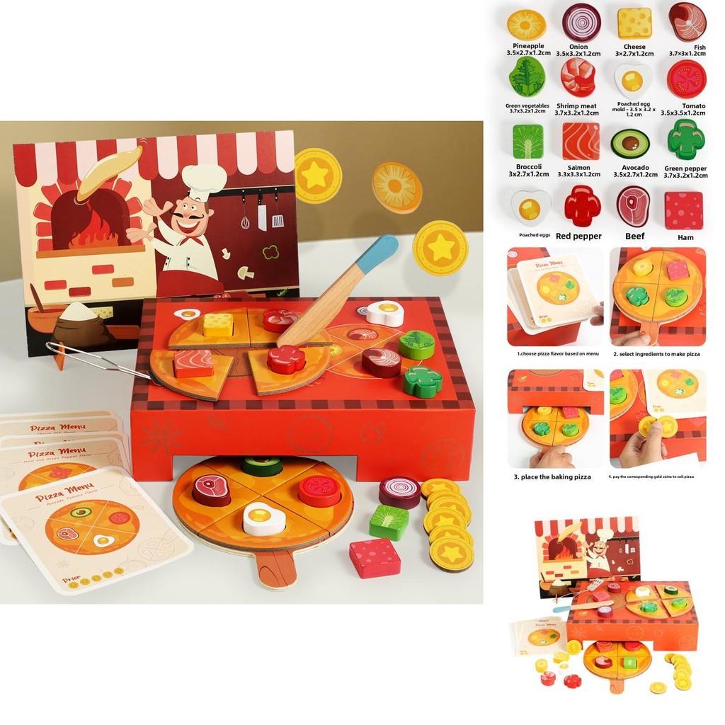 Wooden Simulation Pizza Making Children Toy Set For Imaginative Kitchen Games