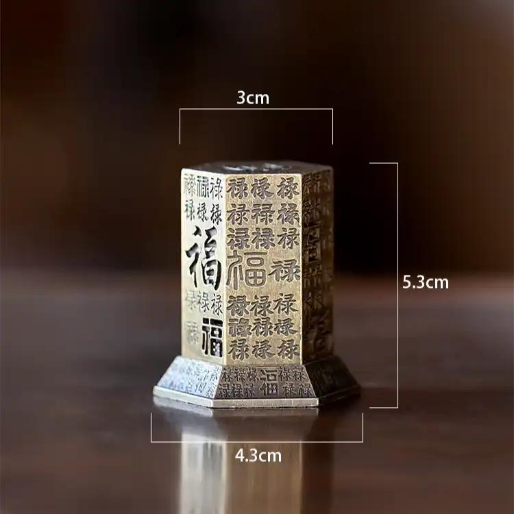 

Vertical Mini Incense Burner Engraved Hundred Blessing Pattern Tabletop Decoration Temple Worship Buddha Indoor Incense Tools