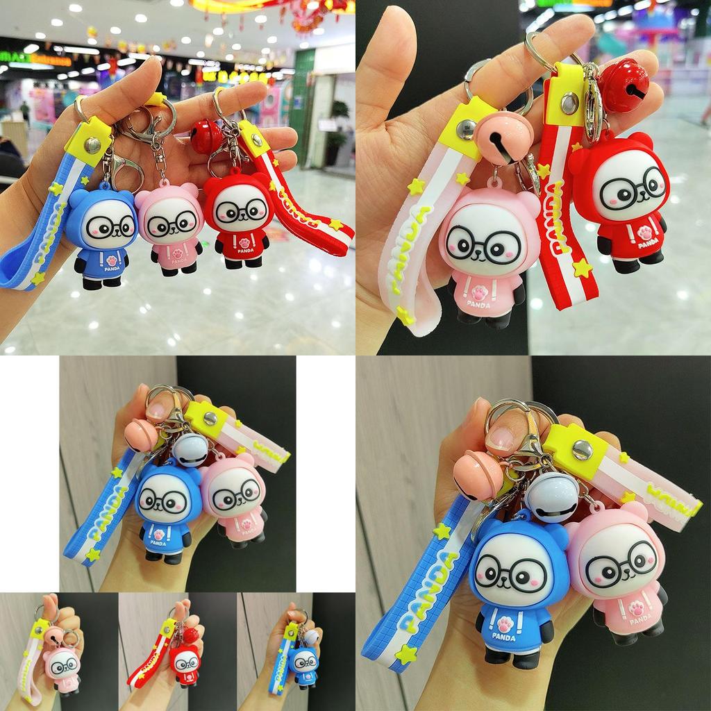 Adorable Cartoon Hoodie Panda Keychain Cute Silicone Key Ring Fashion Gift