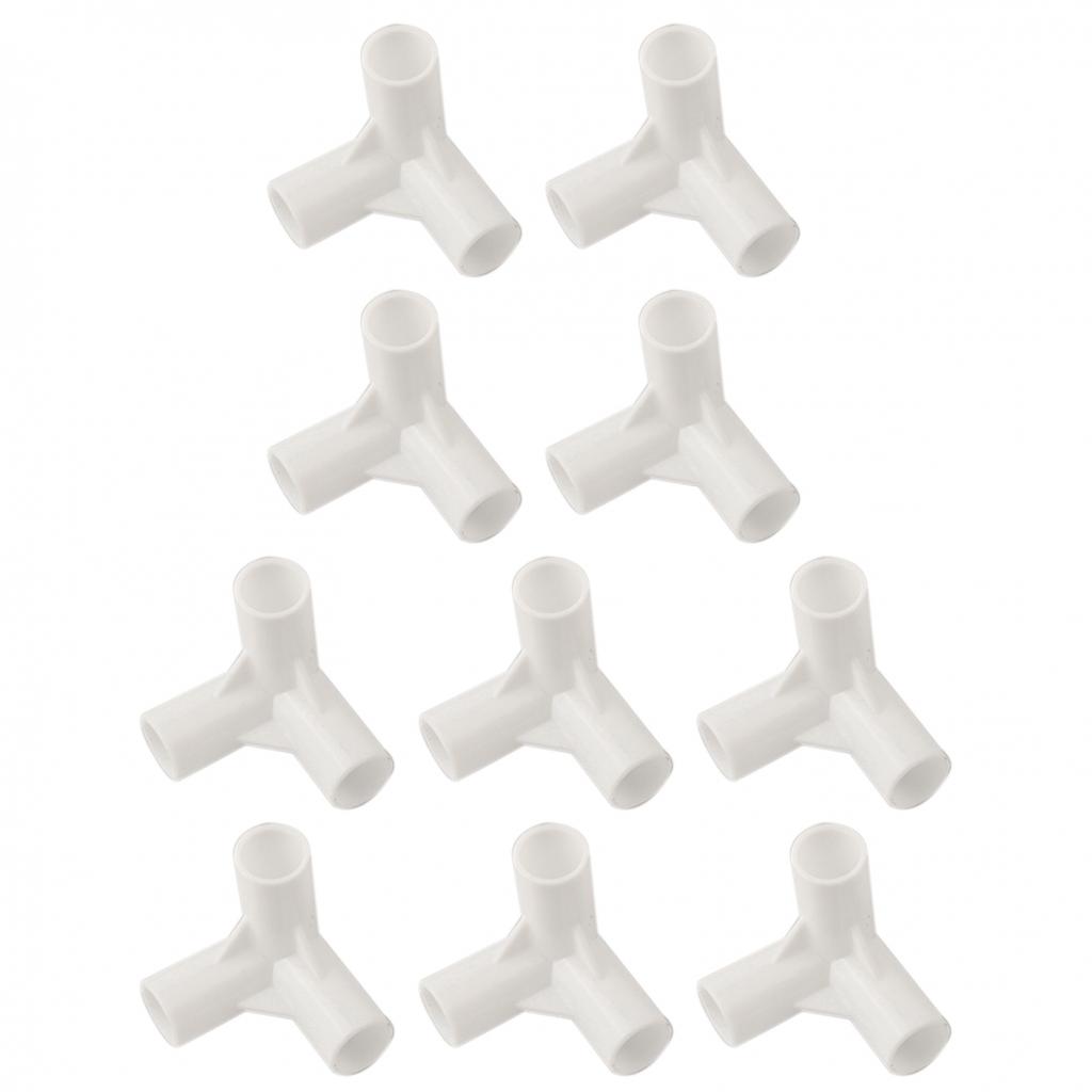 White Plastic Connectors for Tent Poles 16mm Inner Diameter (Pack of 10)