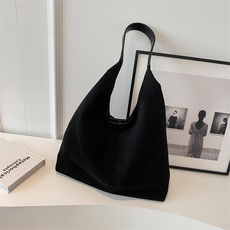 Borsa Donna Trendy Vintage Autunno Pelle Scamosciata Borsa a Spalla Grande Capacità Monocolore Semplice Casual Borse da Pendolare Borse a Mano Retrò