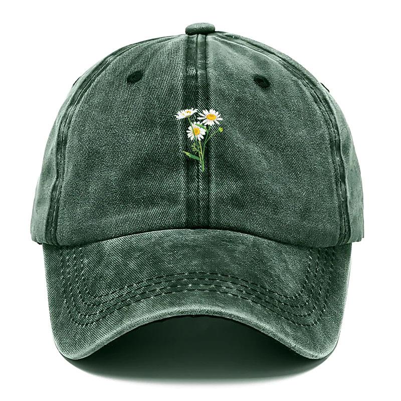 Embroidery Flowers Baseball Cap Washed Cotton Vintage Dad Hat Fashion Streetwear Hip Hop Urban Street Style Adjustable Unisex Casual Summer Cap