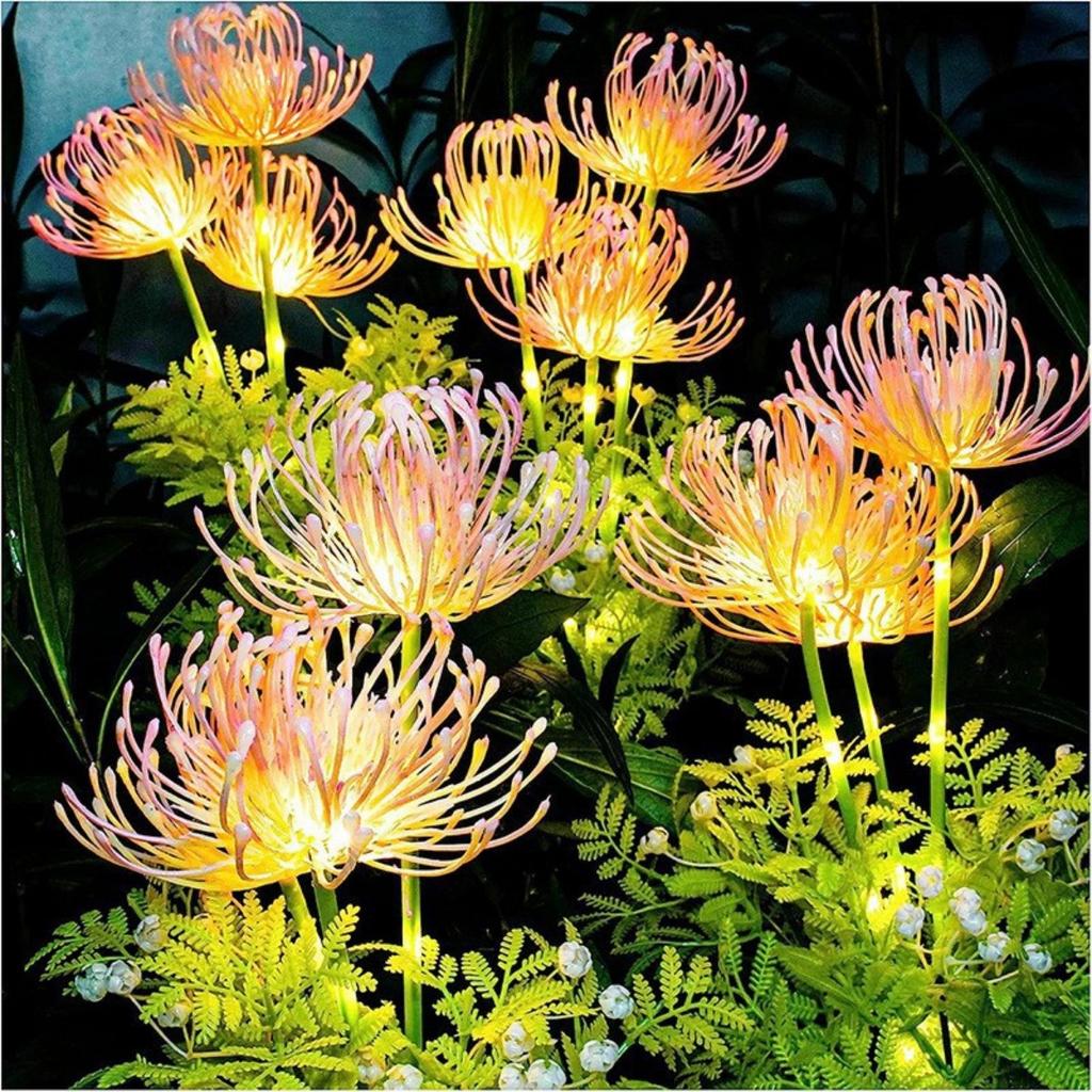 Solar Garden Light Strip with Luminous Flowers and Stems, Upgraded Solar Panel Outdoor Decorative Lanterns, High-quality Courtyard Lighting