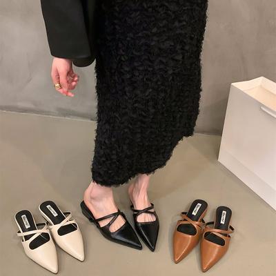 Sommer Damen Spitzschuh Mules Slipper Mode Flach Slip-On Pantoletten Elegant Kleid Streetstyle Schuhe