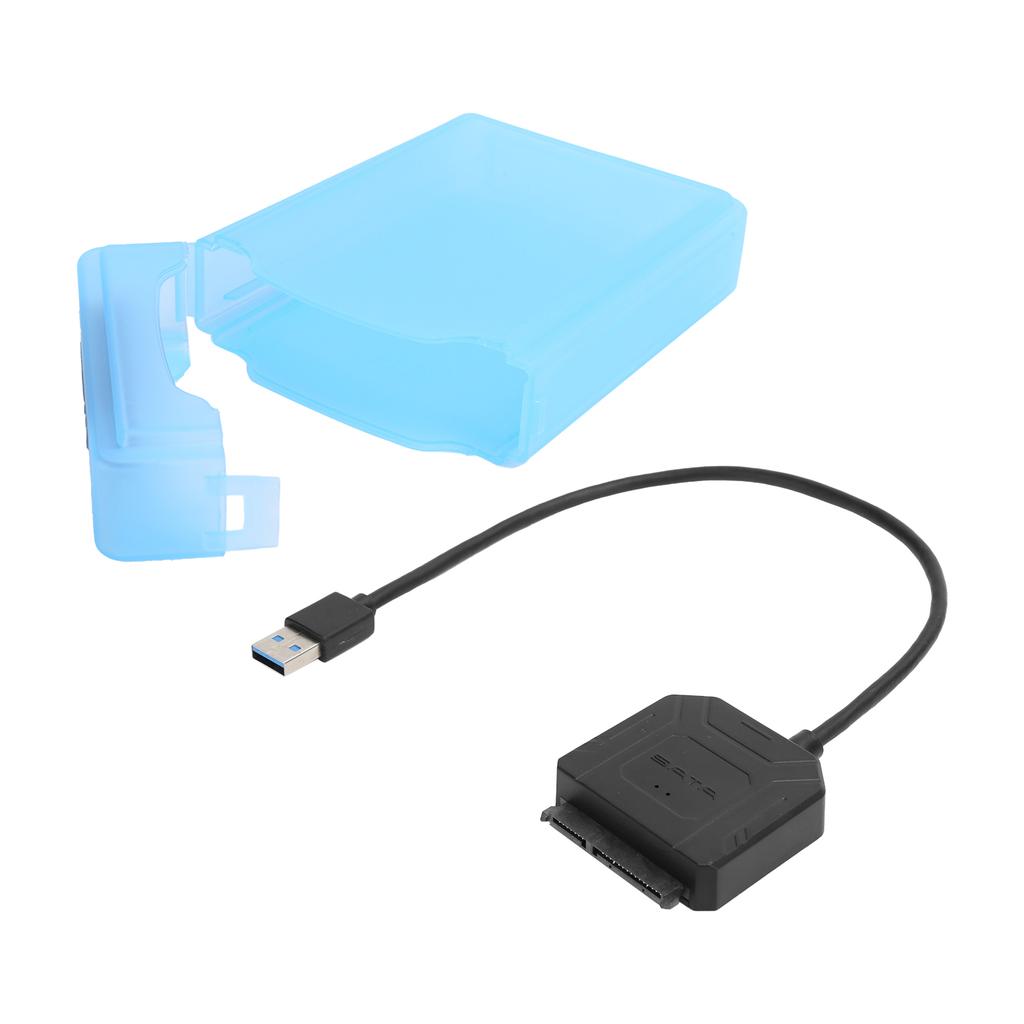SATA USB 3.0 Adapter 2.5in 3.5in SSD HDD Hard Drive Cable Computer Accessories Protection Box(Blue )