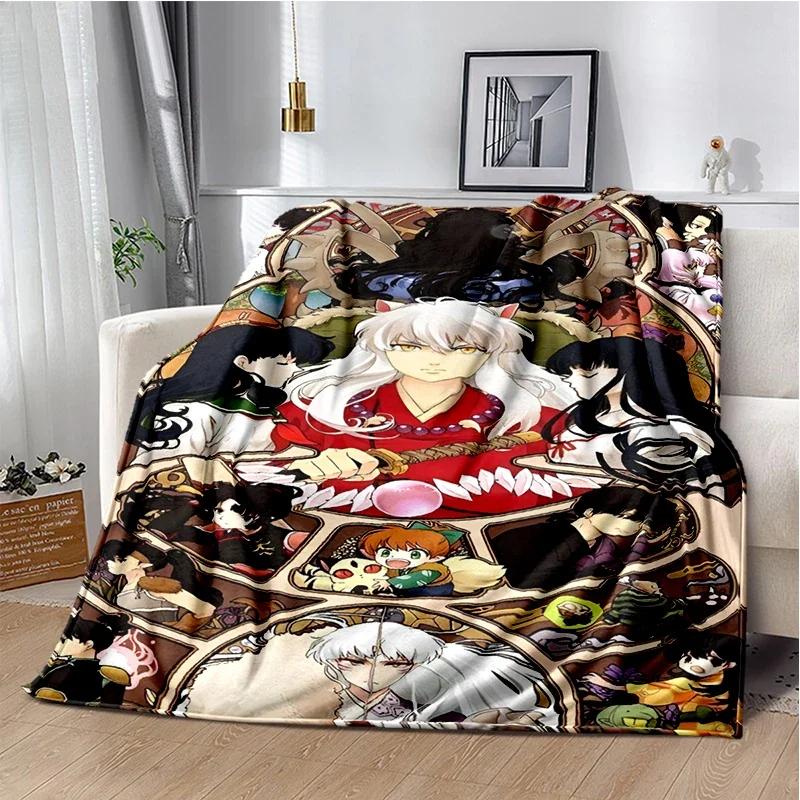 Cartoon Anime Inuyasha Throws Blanket for Sofa Bedding Couch Hiking Picnic Super Soft Cute kawaii Flannel Blanket birthday gift